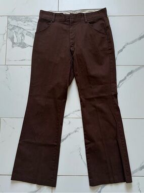 Vintage 1970s 70s Sears Put On Shop Perma Prest Flare Pants Mens 32x31 Brown